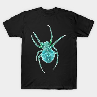 Teal Spider Orb Weaver Blue-Green Cyan Watercolor Style T-Shirt